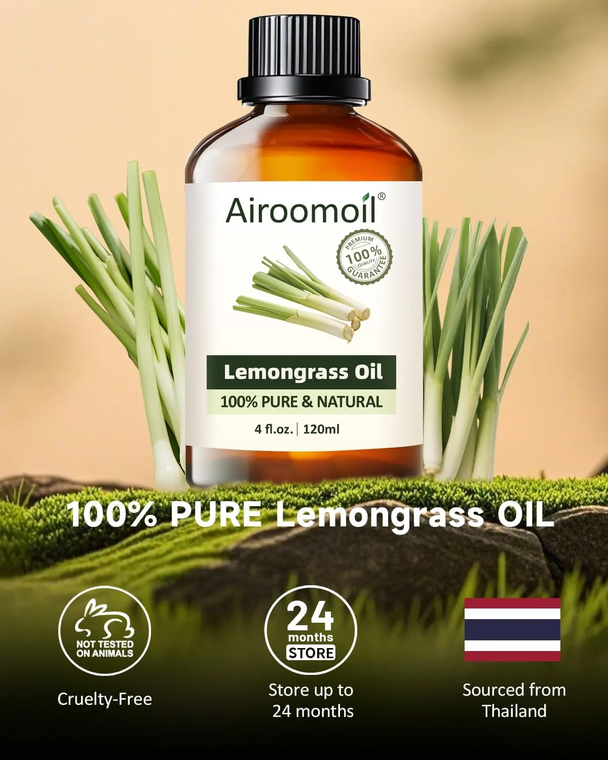 Pure Lemongrass Essential Oil Citrus Aromatherapy Natural for Hair Home Body Skin Energizing Diffuser Oils 4 Fl Oz