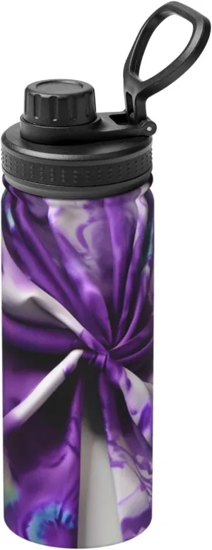 Purple Tie Dye Flower Sports Insulated Water Bottle - Premium 18 oz. Stainless Steel Hydration Bottle for Outdoor Enthusiasts