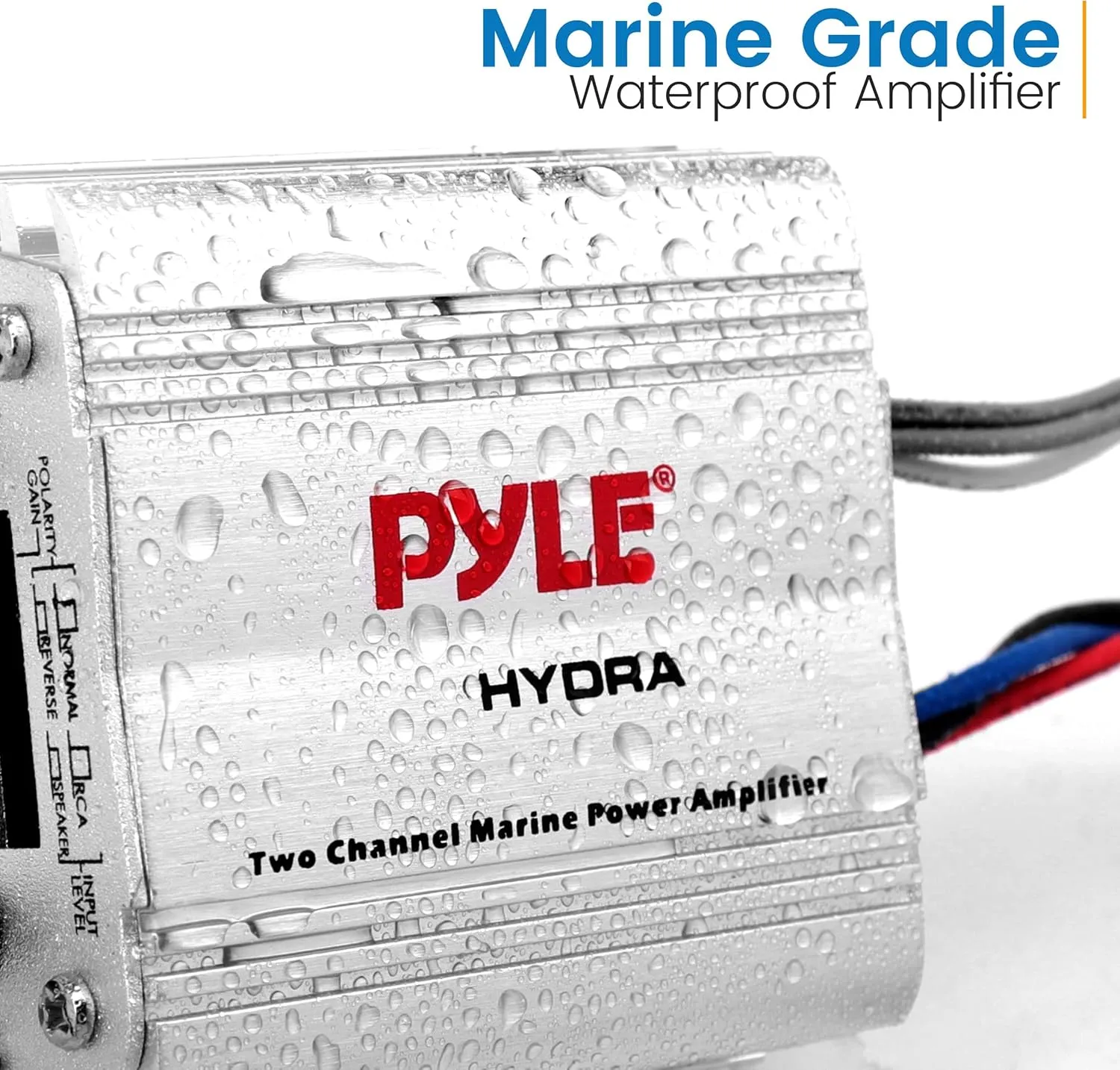 Pyle Hydra Marine Amplifier - Upgraded Elite Series 400 Watt 2 Channel Micro Amplifier - Waterproof, GAIN Level Controls, RCA Stereo Input, 3.5mm Jack & Volume Control (PLMRMP1A)