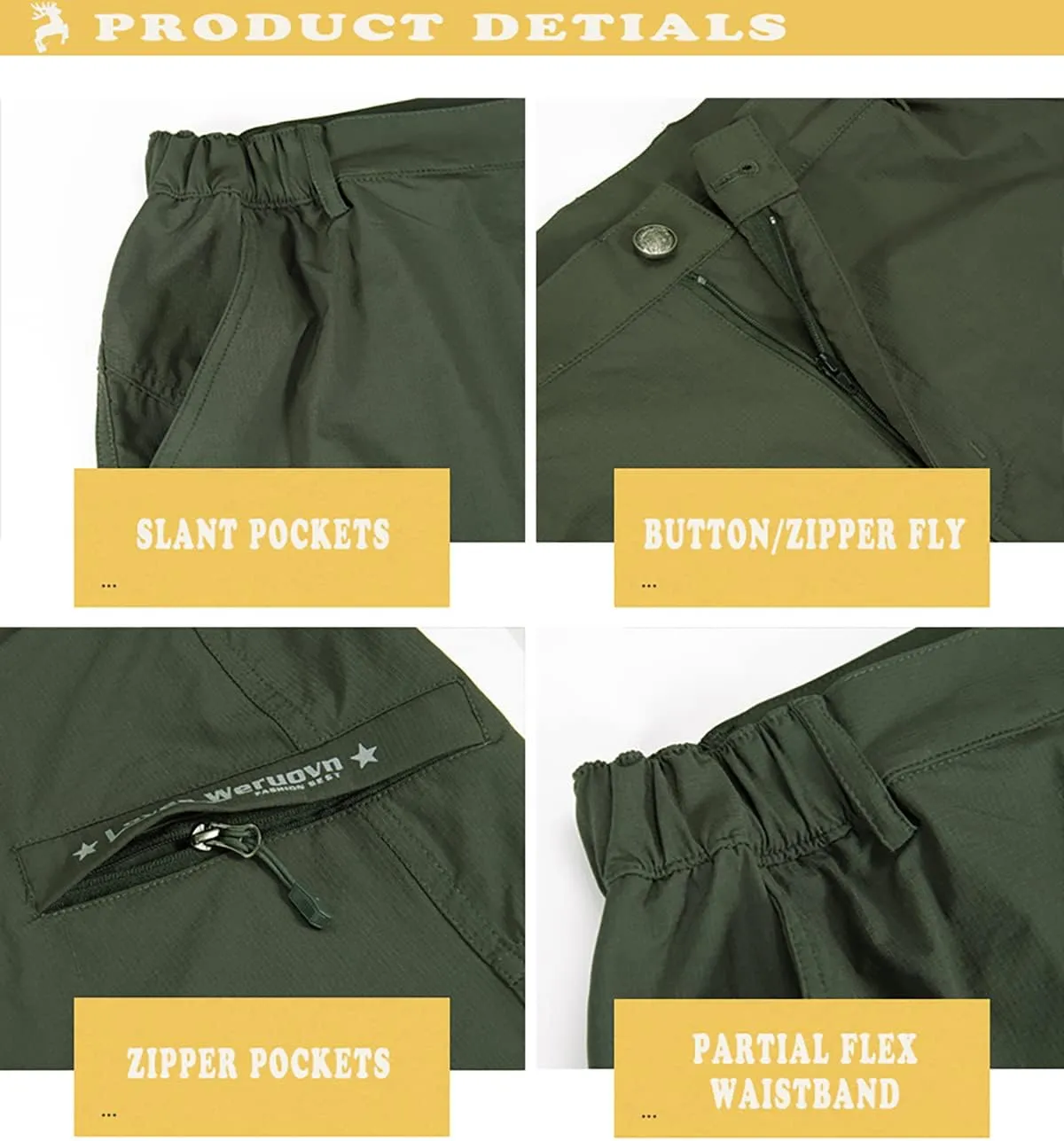 Quick Dry Cargo Hiking Strectchy Shorts Men's Outdoor Summer Causal Work Multi-Pocket Short (No Belt)