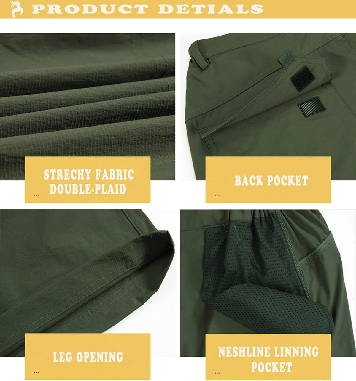 Quick Dry Cargo Hiking Strectchy Shorts Men's Outdoor Summer Causal Work Multi-Pocket Short (No Belt)