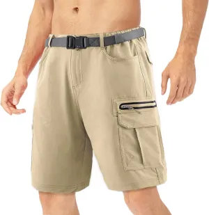 Quick Dry Cargo Shorts Men Outdoor Casual Stretchy Lightweight Fishing Hiking Breathable Comfortable Shorts No Belt