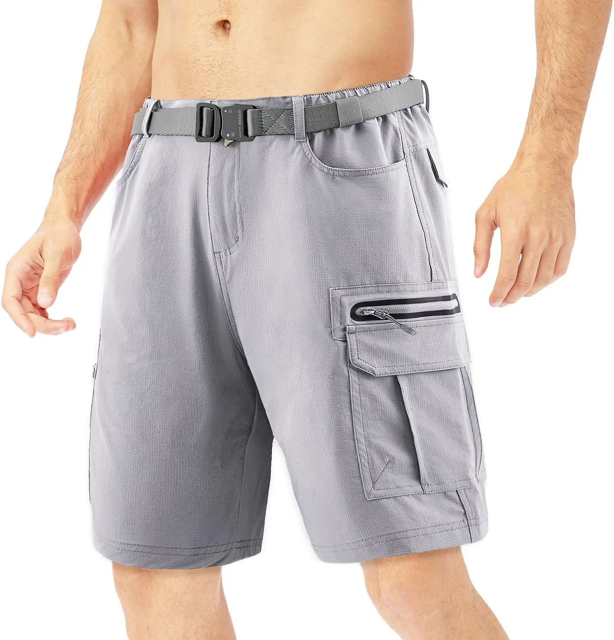 Quick Dry Cargo Shorts Men Outdoor Casual Stretchy Lightweight Fishing Hiking Breathable Comfortable Shorts No Belt