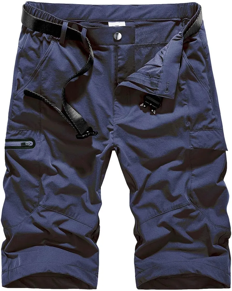 Quick Dry Cargo Shorts Men's Outdoor Summer Causal Hiking Multi-Pocket Short (No Belt)