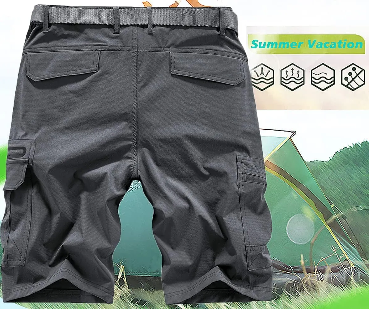Quick Dry Hiking Shorts Men's Cargo Casual Outdoor 4-Way Stretchy Lightweight Summer Short with Multi Pockets 30-46 (No Belt)
