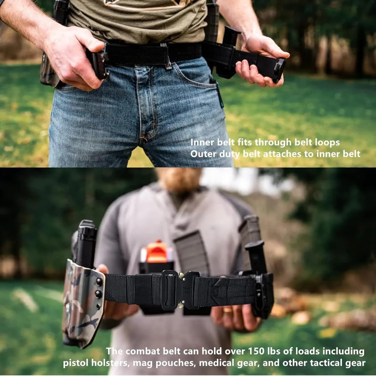 Quick Release COBRA Buckle EDC MOLLE Utility Belt 2in1 Tactical Heavy Duty Gun Belt Law Enforcement for Men Women