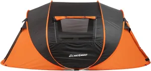 Quick Setup 5-8 Person Camping Tent with Spacious Design, Water Resistant, Mesh Windows, Black and Orange