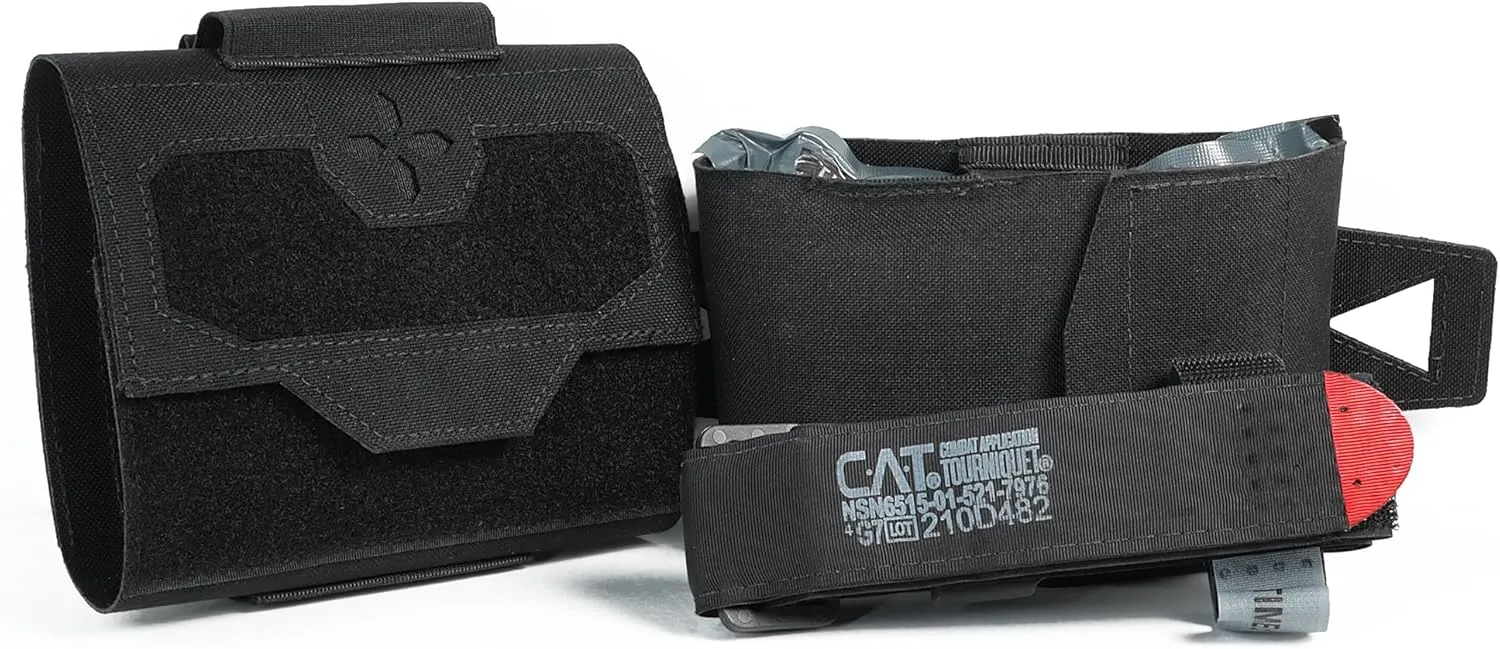 Range Battle Belt IFAK | Ambidextrous Individual First Aid Trauma Kit | Tourniquet, Trauma Dressing, Gauze (Black)