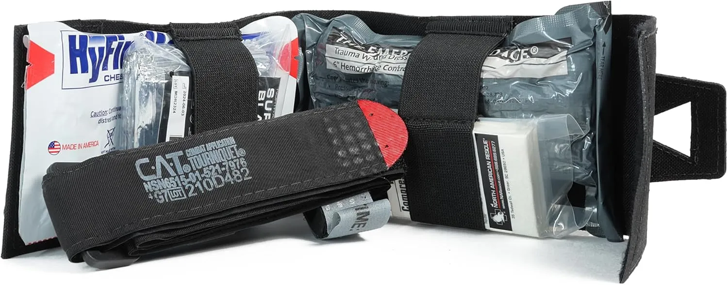 Range Battle Belt IFAK | Ambidextrous Individual First Aid Trauma Kit | Tourniquet, Trauma Dressing, Gauze (Black)