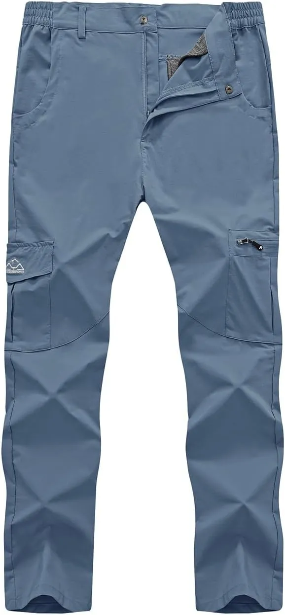 Rdruko Men's Hiking Pants Lightweight Quick Dry Water Resistant Outdoor Travel Work Fishing Pants 6 Pockets