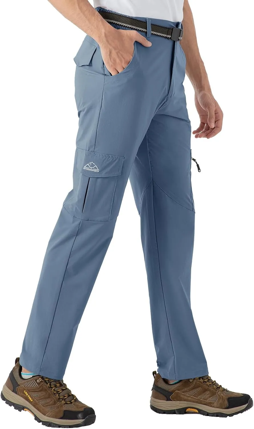 Rdruko Men's Hiking Pants Lightweight Quick Dry Water Resistant Outdoor Travel Work Fishing Pants 6 Pockets