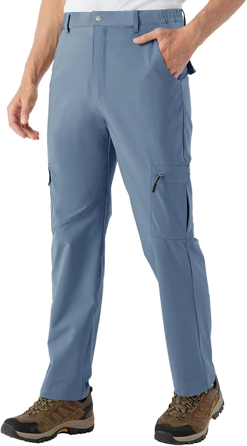 Rdruko Men's Hiking Pants Lightweight Quick Dry Water Resistant Outdoor Travel Work Fishing Pants 6 Pockets