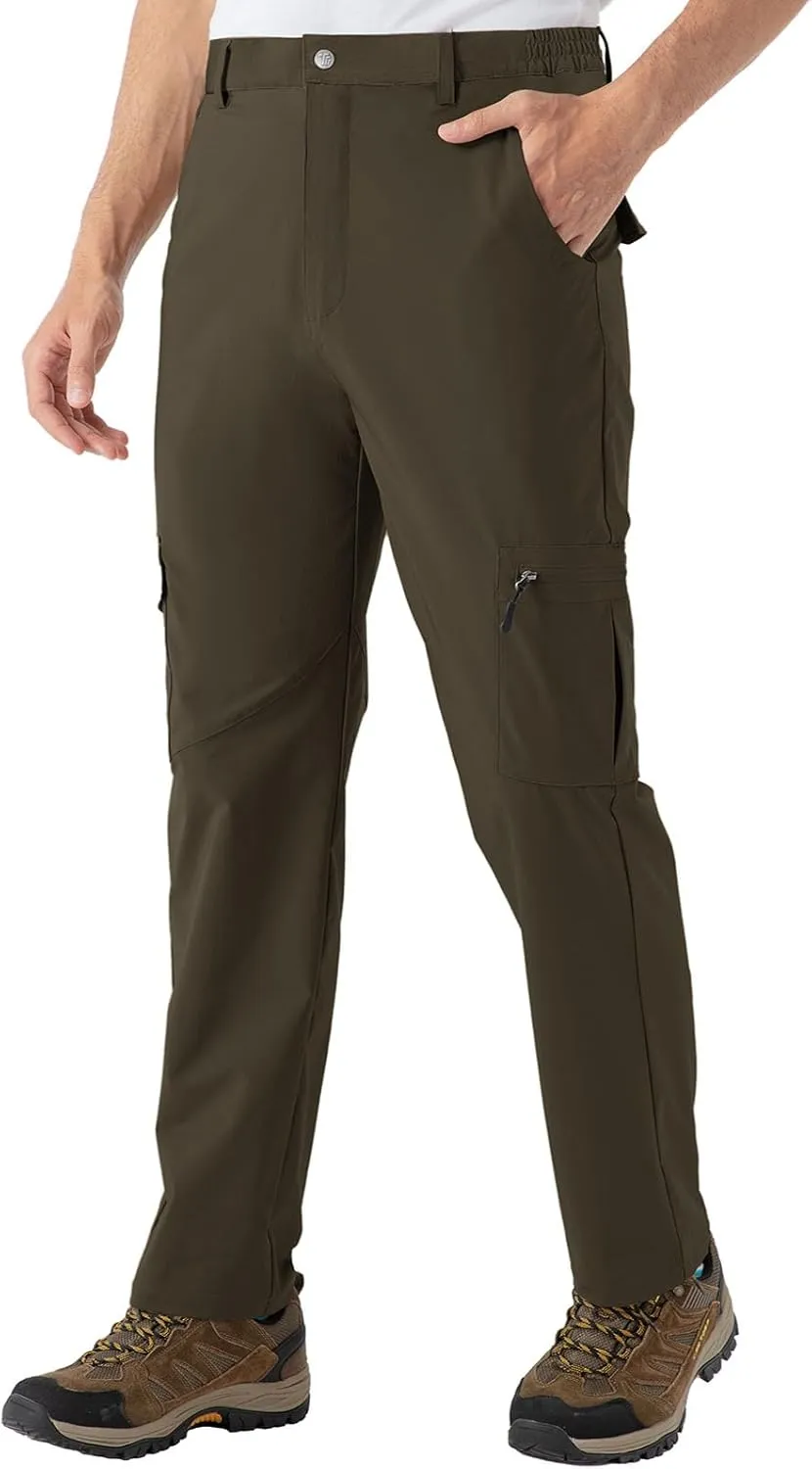 Rdruko Men's Hiking Pants Lightweight Quick Dry Water Resistant Outdoor Travel Work Fishing Pants 6 Pockets