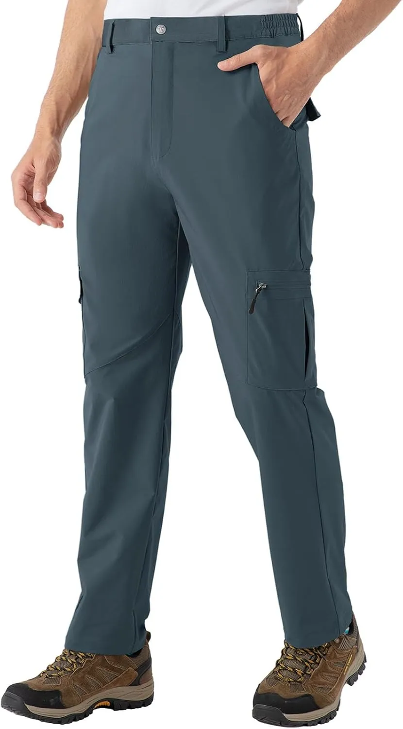 Rdruko Men's Hiking Pants Lightweight Quick Dry Water Resistant Outdoor Travel Work Fishing Pants 6 Pockets