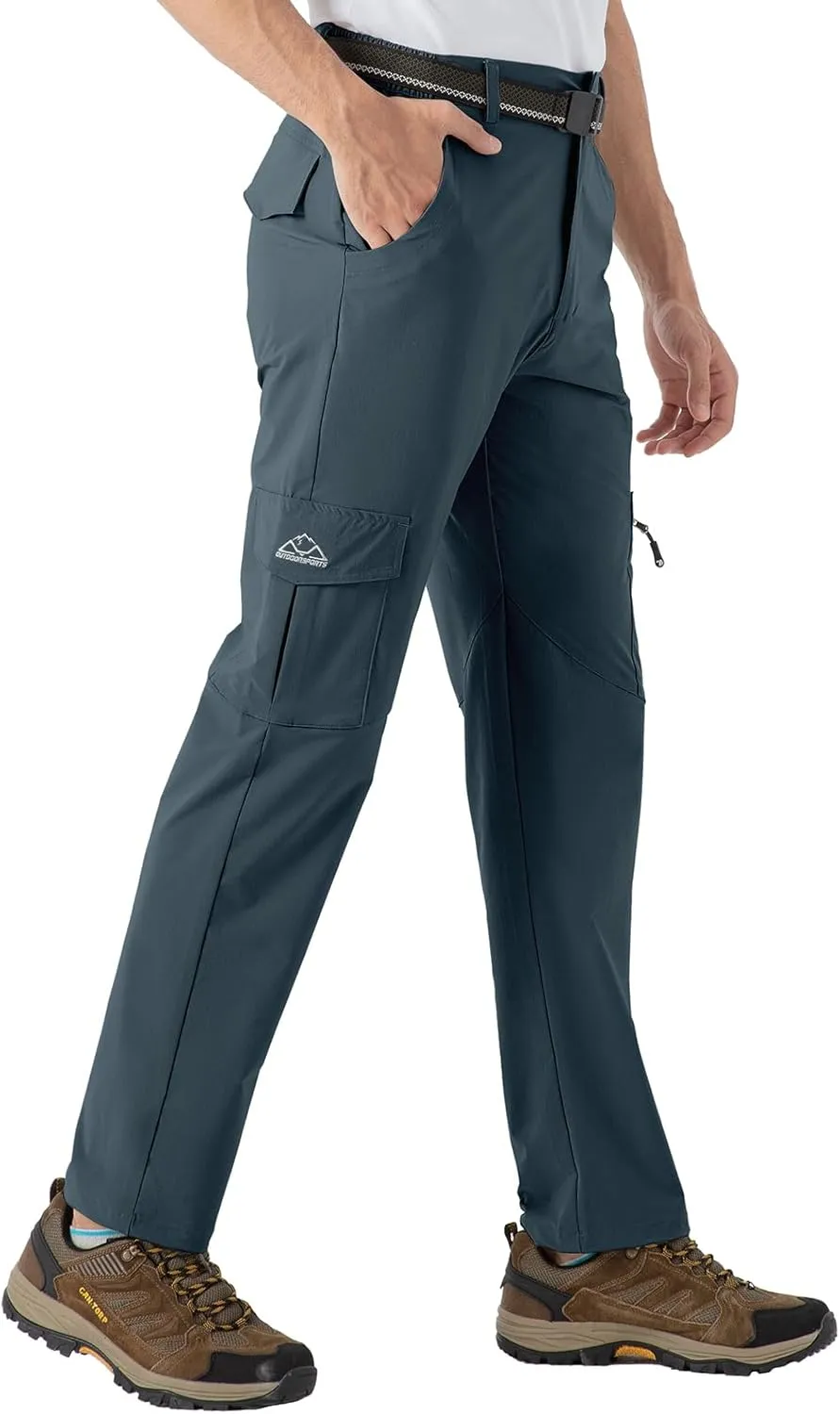 Rdruko Men's Hiking Pants Lightweight Quick Dry Water Resistant Outdoor Travel Work Fishing Pants 6 Pockets