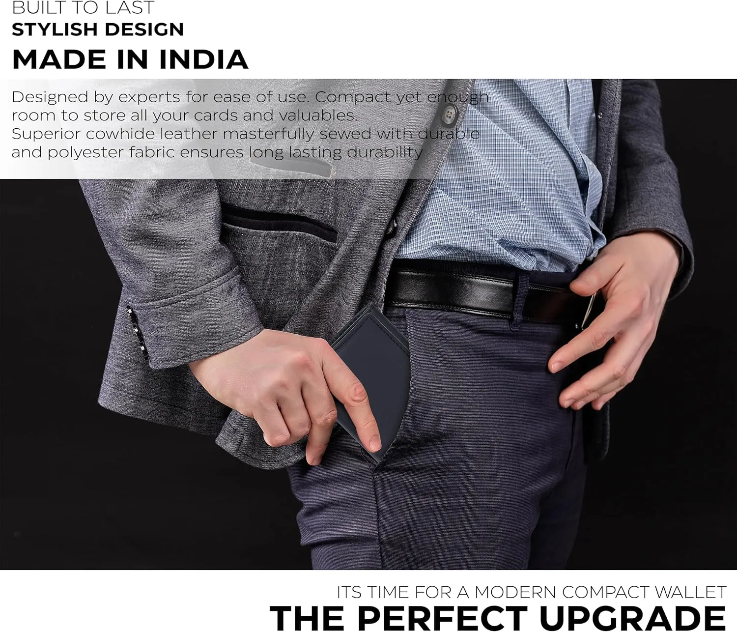 Real Leather Trifold Wallet for Men - RFID Wallets Slim 9 Credit Card Holder 2 ID Compartment Gift For Men
