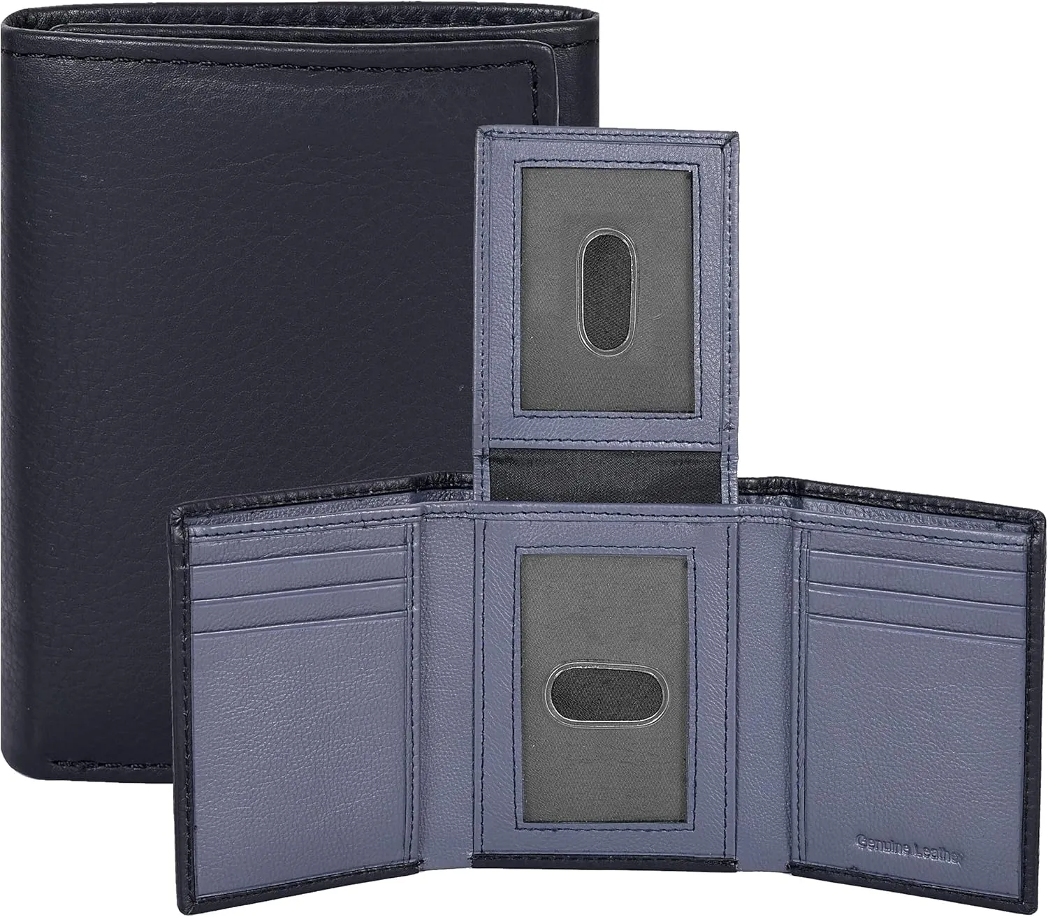 Real Leather Trifold Wallet for Men - RFID Wallets Slim 9 Credit Card Holder 2 ID Compartment Gift For Men