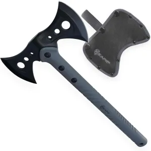 Reapr Sidewinder Tactical Double Axe – 16" Dual-Headed Survival Hatchet with 2Cr13 Stainless Steel Cast Head, Black Oxide Finish, Nylon-Reinforced Handle, Ballistic Sheath – Camping, Hunting, Outdoor