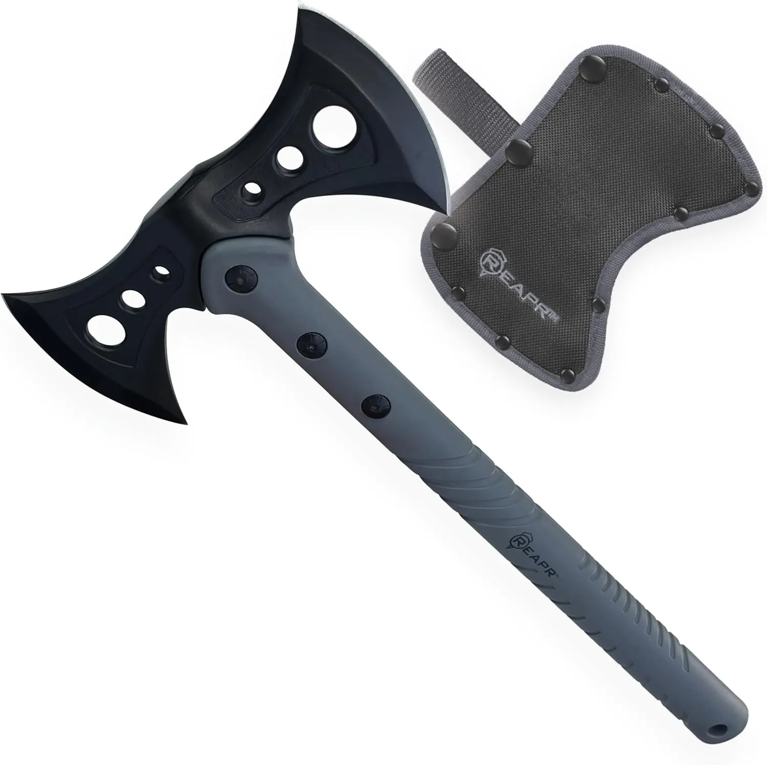 Reapr Sidewinder Tactical Double Axe – 16" Dual-Headed Survival Hatchet with 2Cr13 Stainless Steel Cast Head, Black Oxide Finish, Nylon-Reinforced Handle, Ballistic Sheath – Camping, Hunting, Outdoor