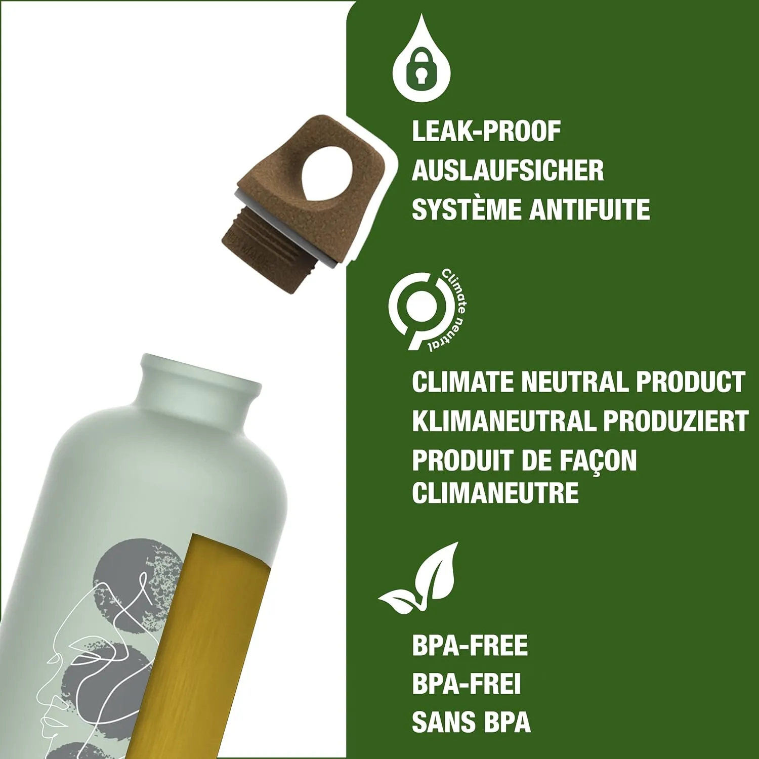 Recycled Metal Water Bottle - Traveller MyPlanet - Made in Switzerland - Carbonated Drinks - Lightweight 20, 34Oz