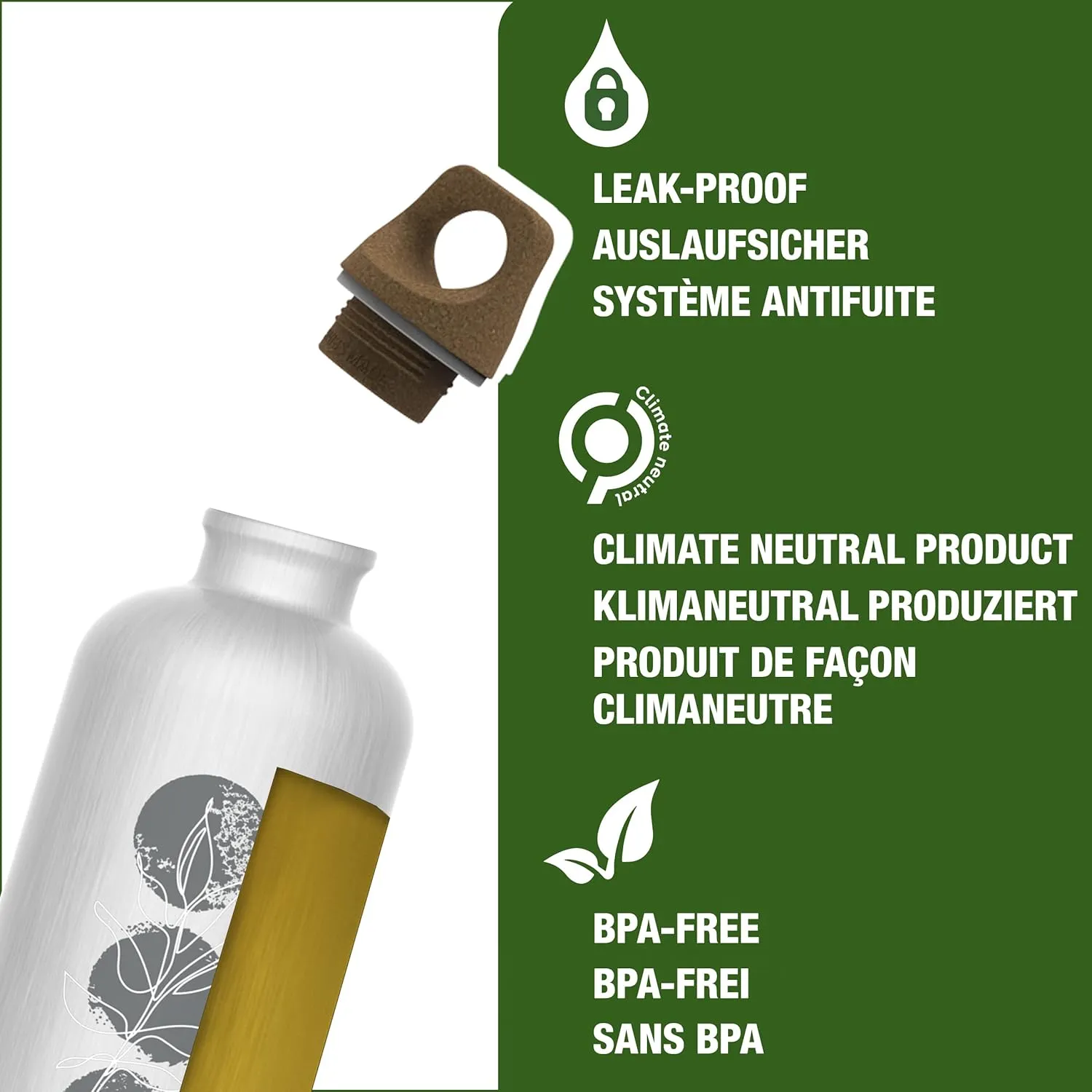 Recycled Metal Water Bottle - Traveller MyPlanet - Made in Switzerland - Carbonated Drinks - Lightweight 20, 34Oz