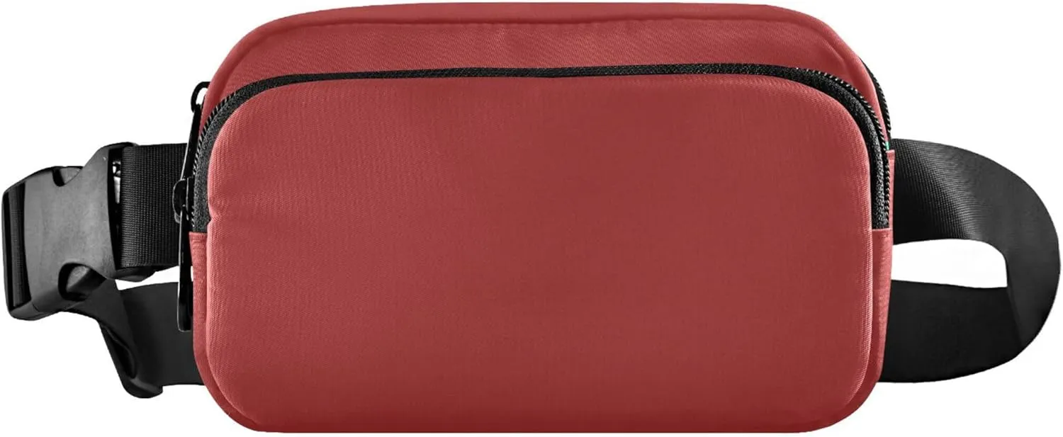 Red Brown Fanny Belt Bag Waist Packs Crossbody Bags Bum Bag for Running Hiking Travel Workout Adjustable Strap for Women Men