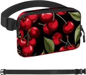 Red Cherries Belt Bag for Men and Women Fanny Pack,Belt Bag with Adjustable Strap,Fashion Crossbody Everywhere Belt Bag for Travel Outdoors Running Hiking, 1.5x9.0x5.9in/4x23x15cm