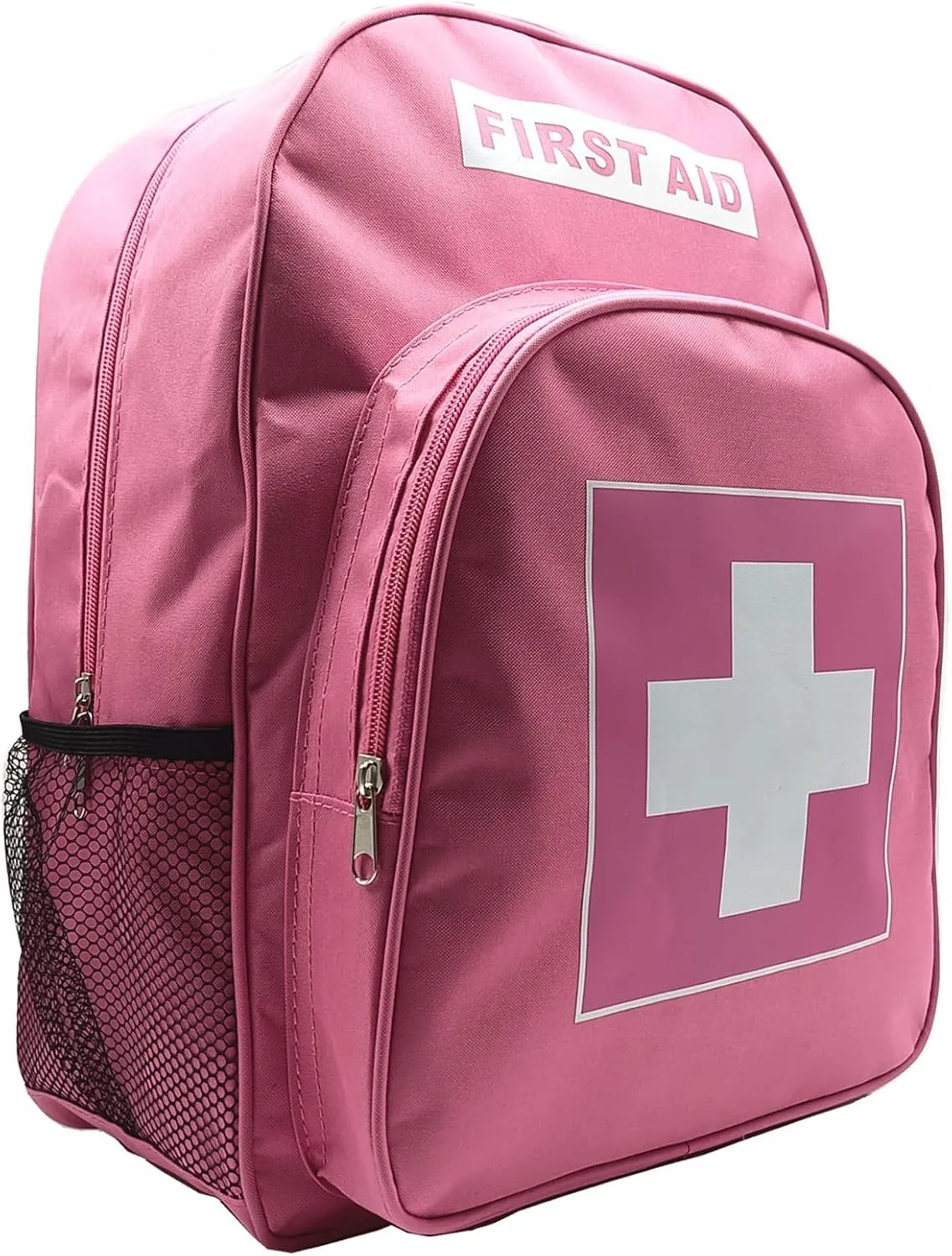 Red Emergency Bag First Aid Backpack Empty Medical First Aid Bag Treatment First Responder Trauma Bags for Riding Office Hiking Paramedics Outdoor Travel Camping Pet Dog Cat Daycare (Pink)