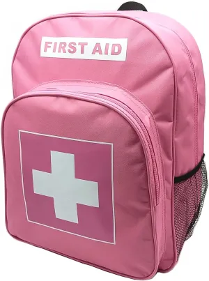 Red Emergency Bag First Aid Backpack Empty Medical First Aid Bag Treatment First Responder Trauma Bags for Riding Office Hiking Paramedics Outdoor Travel Camping Pet Dog Cat Daycare (Pink)