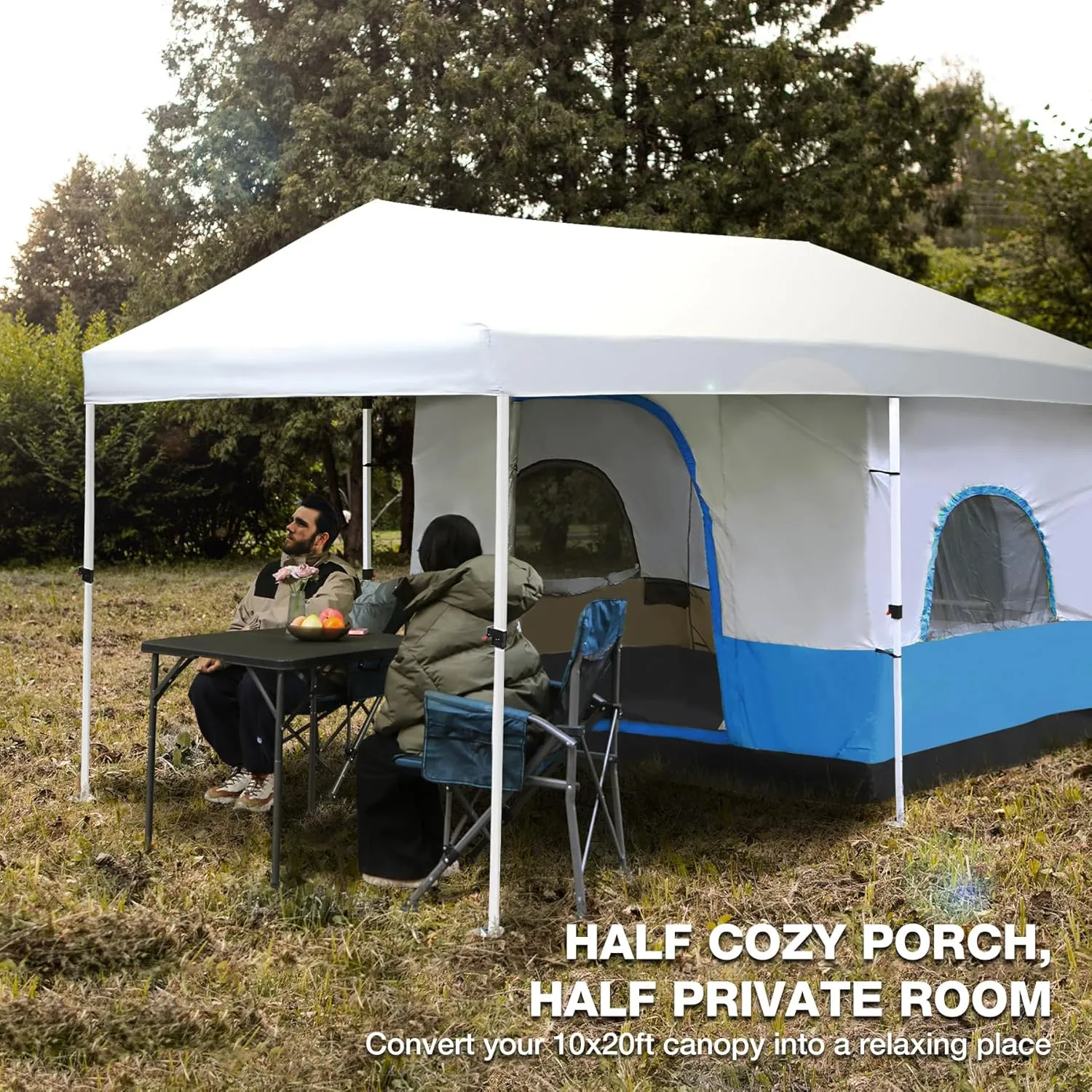 REDCAMP Canopy Camping Tent for Pop Up Canopy Tent, Inner Tent Converts Straight Leg 10'x10' or 10'x20' Canopy into Camping Tent, Fits 4-6 Person(Frame/Shelter NOT Included)