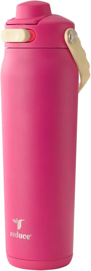 REDUCE Aura Vacuum Insulated 26 oz Water Bottle - Leak-Proof & Chug Spout for Quick Hydration - Keeps Drinks Cold for 30 Hours - Removable Handle for Travel or Gym - Soft Sit Base - Dragonfruit