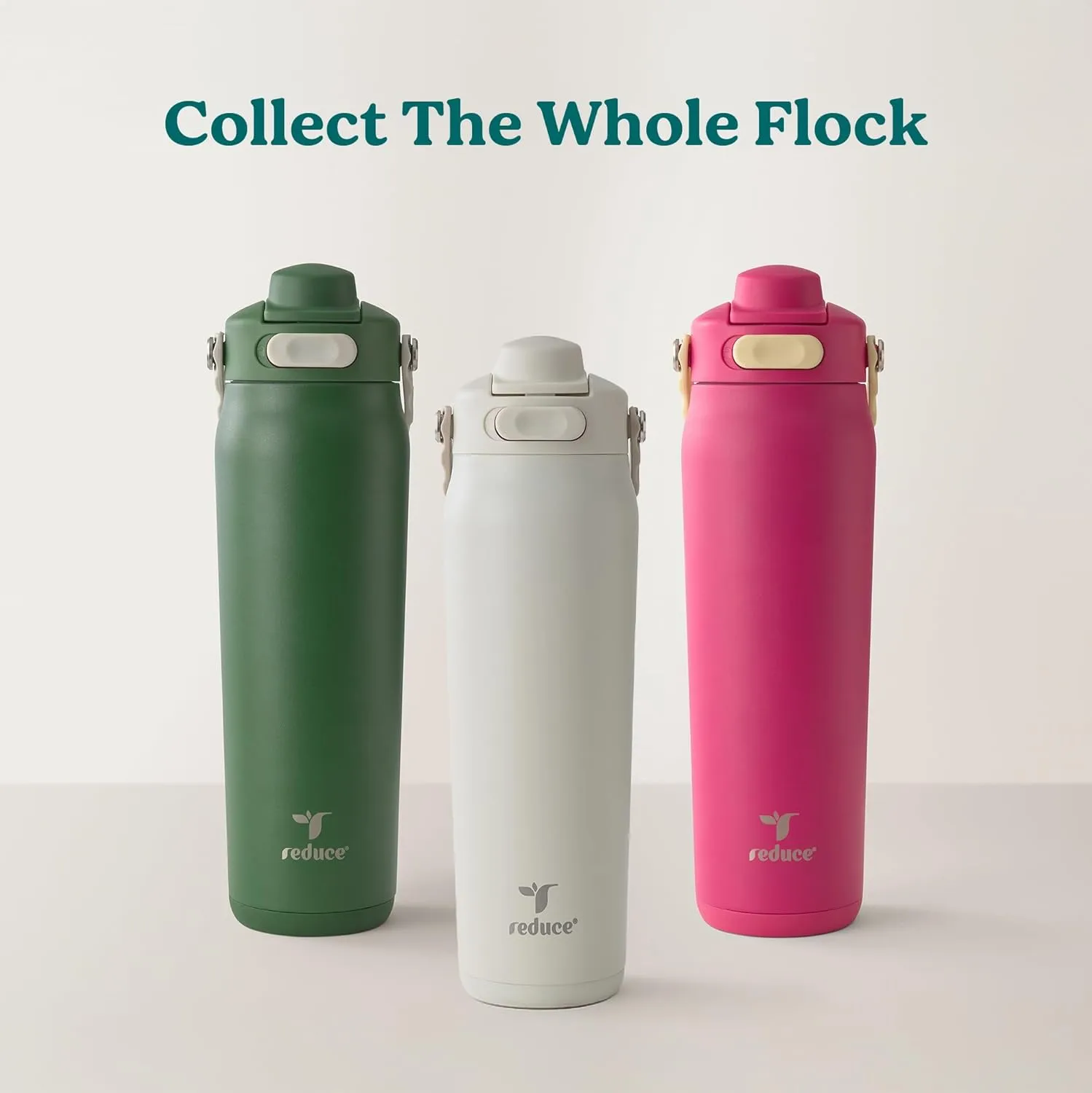 REDUCE Aura Vacuum Insulated 26 oz Water Bottle - Leak-Proof & Chug Spout for Quick Hydration - Keeps Drinks Cold for 30 Hours - Removable Handle for Travel or Gym - Soft Sit Base - Dragonfruit