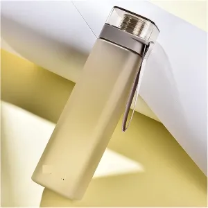 Refillable Water Bottles Portable Square Water Bottle Outdoor Sport Drinking Bottle Durable Healthy Plastic Bottles BPA Free Sports Water Bottle (Color : Coffee, Size : 400ML)