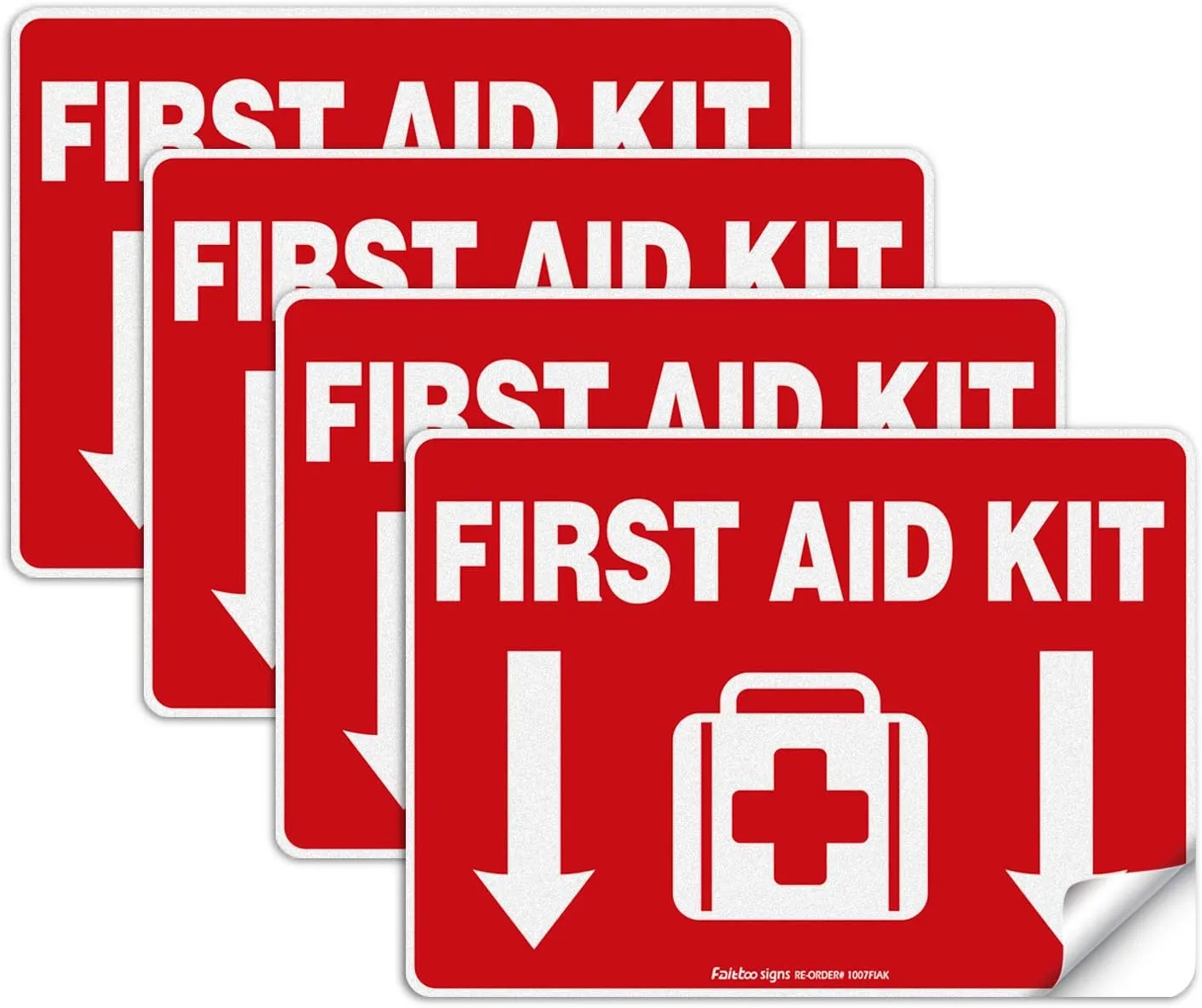 Reflective First Aid Sticker Set - UV Protected, Waterproof - 4 Pack