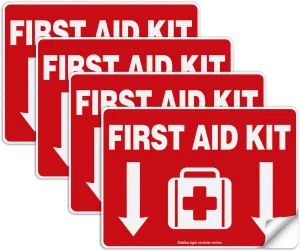 Reflective First Aid Sticker Set - UV Protected, Waterproof - 4 Pack