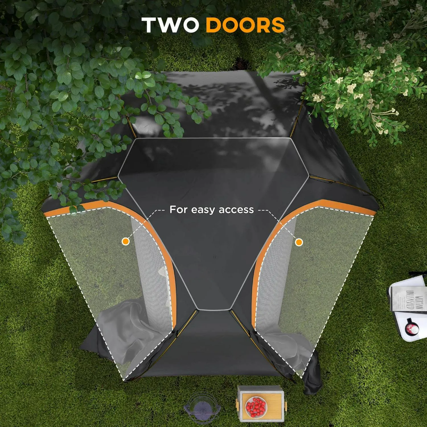 Reliable shipping Dome With Hiking, Inflatable Grey/Grey Bags, Self Removable Frame, Camping Person Fishing Dark Portable 2000mm Aluminium Tent And Rainfly For Outsunny Mattress, 1 Effortless Waterproof,