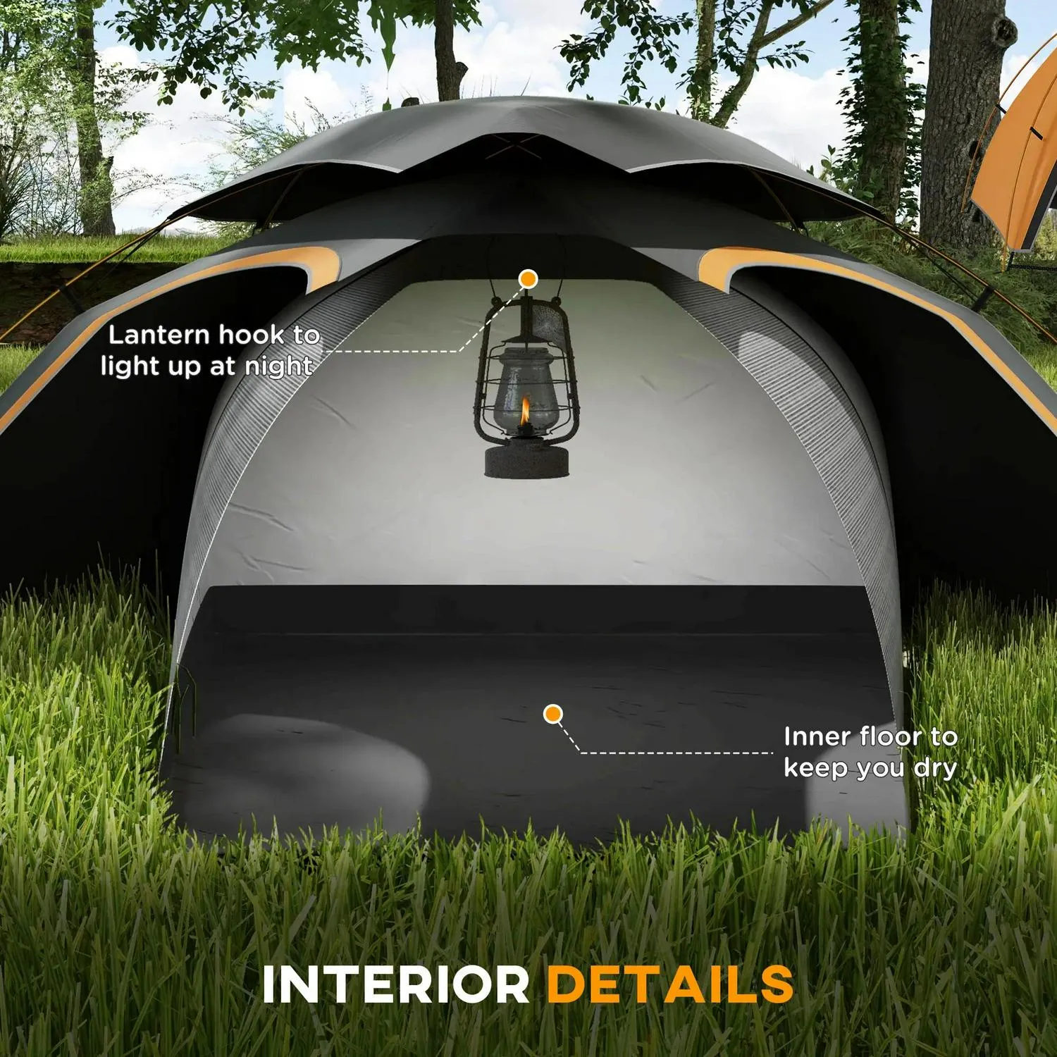 Reliable shipping Dome With Hiking, Inflatable Grey/Grey Bags, Self Removable Frame, Camping Person Fishing Dark Portable 2000mm Aluminium Tent And Rainfly For Outsunny Mattress, 1 Effortless Waterproof,