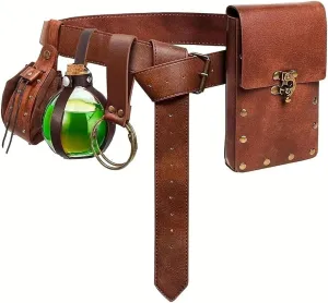 Renaissance Belt Pouch Coin Purse Potion Bottle Skirt Hike Set,Renaissance Accessories,Ren Faire Costume for Women,Man Halloween