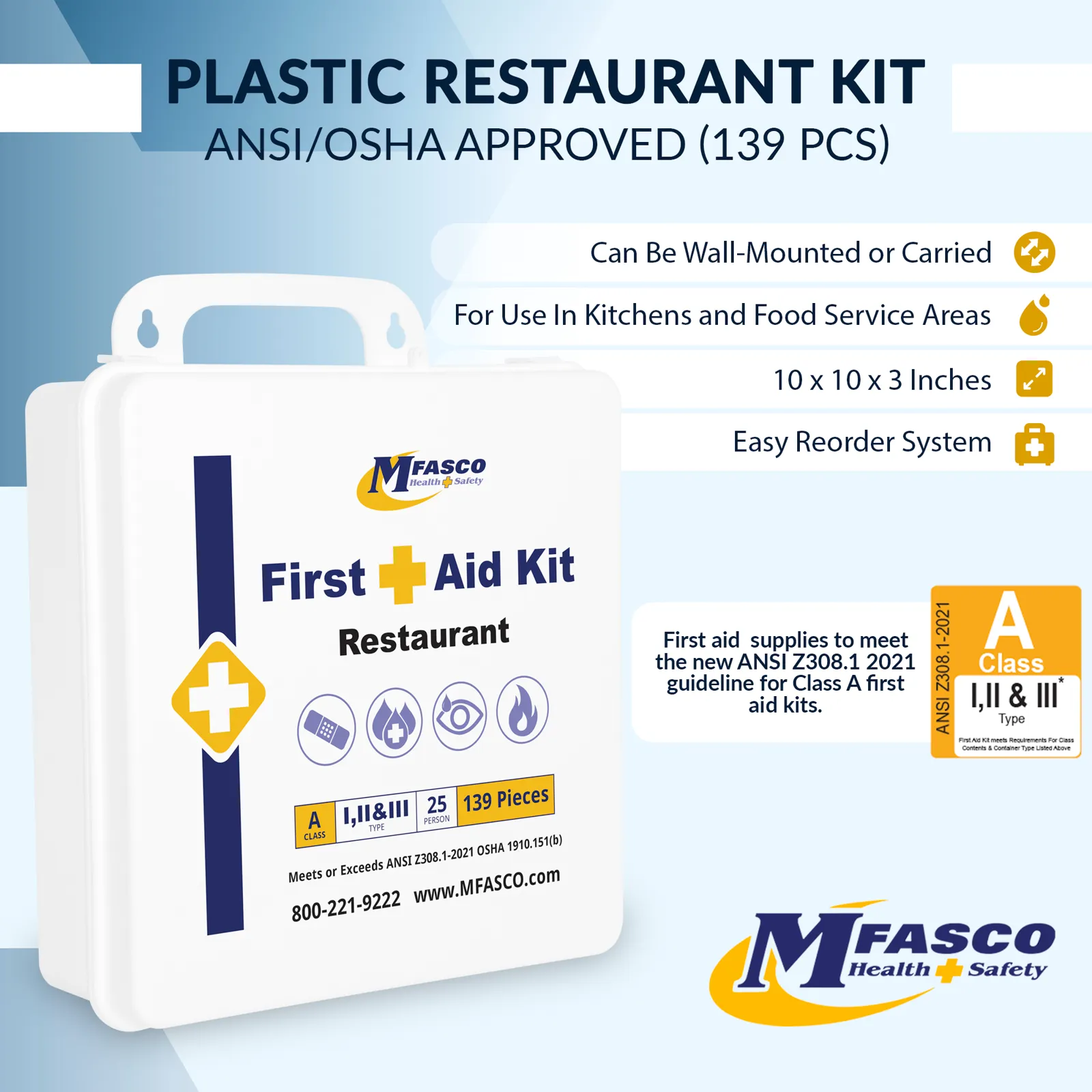 Restaurant First Aid Kit Plastic Class A
