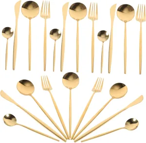 Retro Silverware Set 24 Piece Stainless Steel Cutlery Tableware Set Forks Spoons Knives for Dining