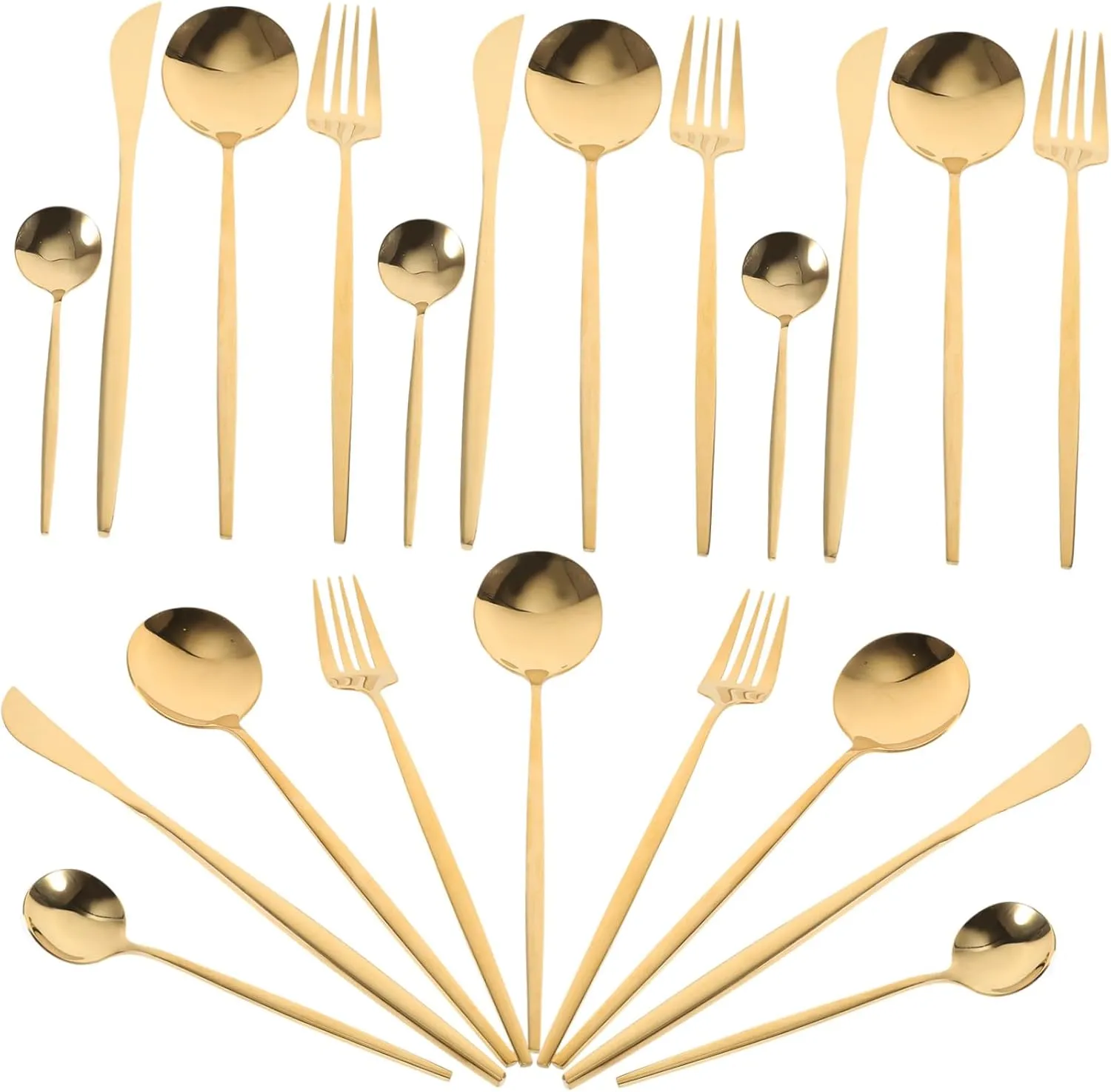 Retro Silverware Set 24 Piece Stainless Steel Cutlery Tableware Set Forks Spoons Knives for Dining