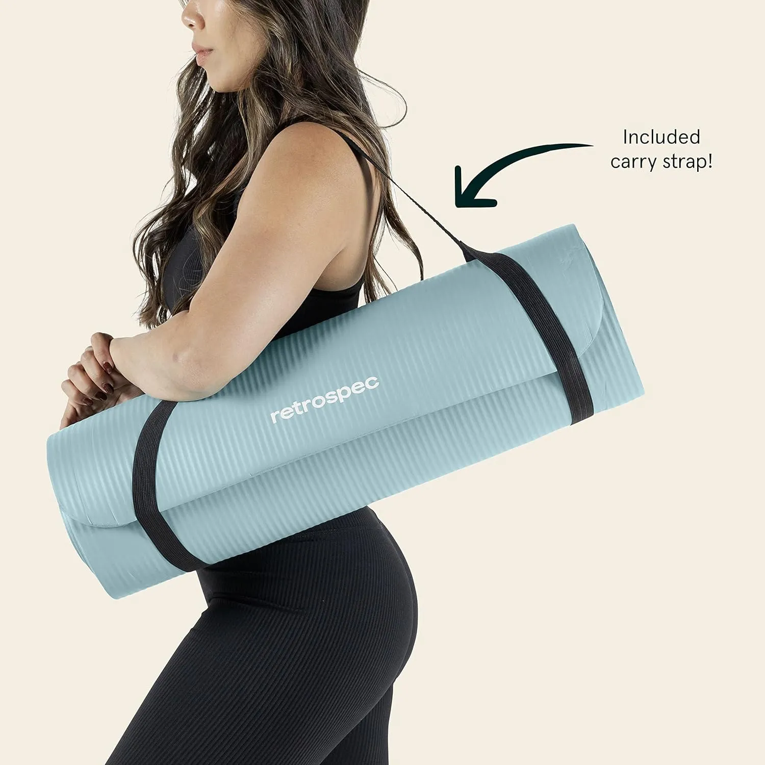 Retrospec Solana Yoga Mat 1/2" Thick w/Nylon Strap for Men & Women - Non Slip Exercise Mat for Yoga, Pilates, Stretching, Floor & Fitness Workouts
