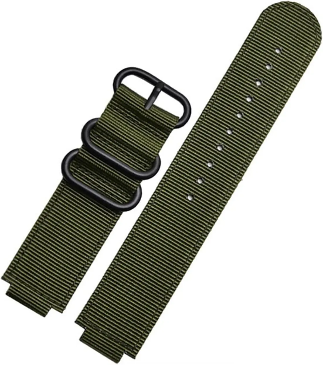 RHAIYAN 24*16mm Nylon Watch Strap Compatible With Timex T2N721 T2N720 739 TW2T6300 Black Band Watchband With Screw Rod And Tools Waterproof Specific ( Color : Army green black , Size : 24mm-16mm )