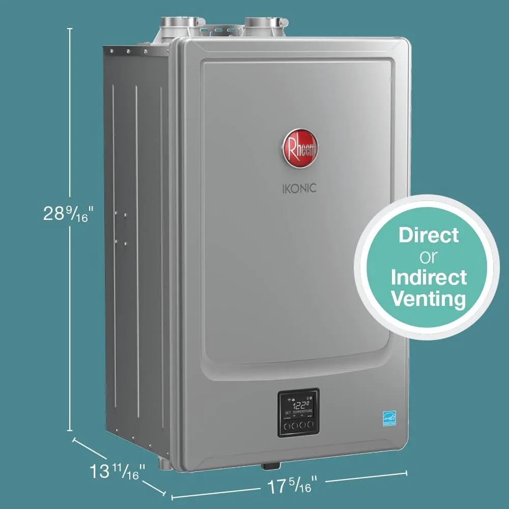 Rheem IKONIC RECTGH-SR10iN Super High Efficiency Condensing Tankless Natural Gas Water Heater with Recirculation, 10.1 GPM