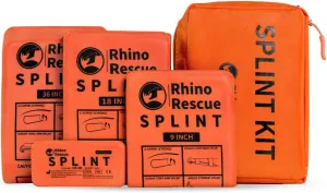 RHINO RESCUE First Aid Splint 36" X 4.3" Orange-Gray, Keep Bones in Position (4, Splint Bundle)