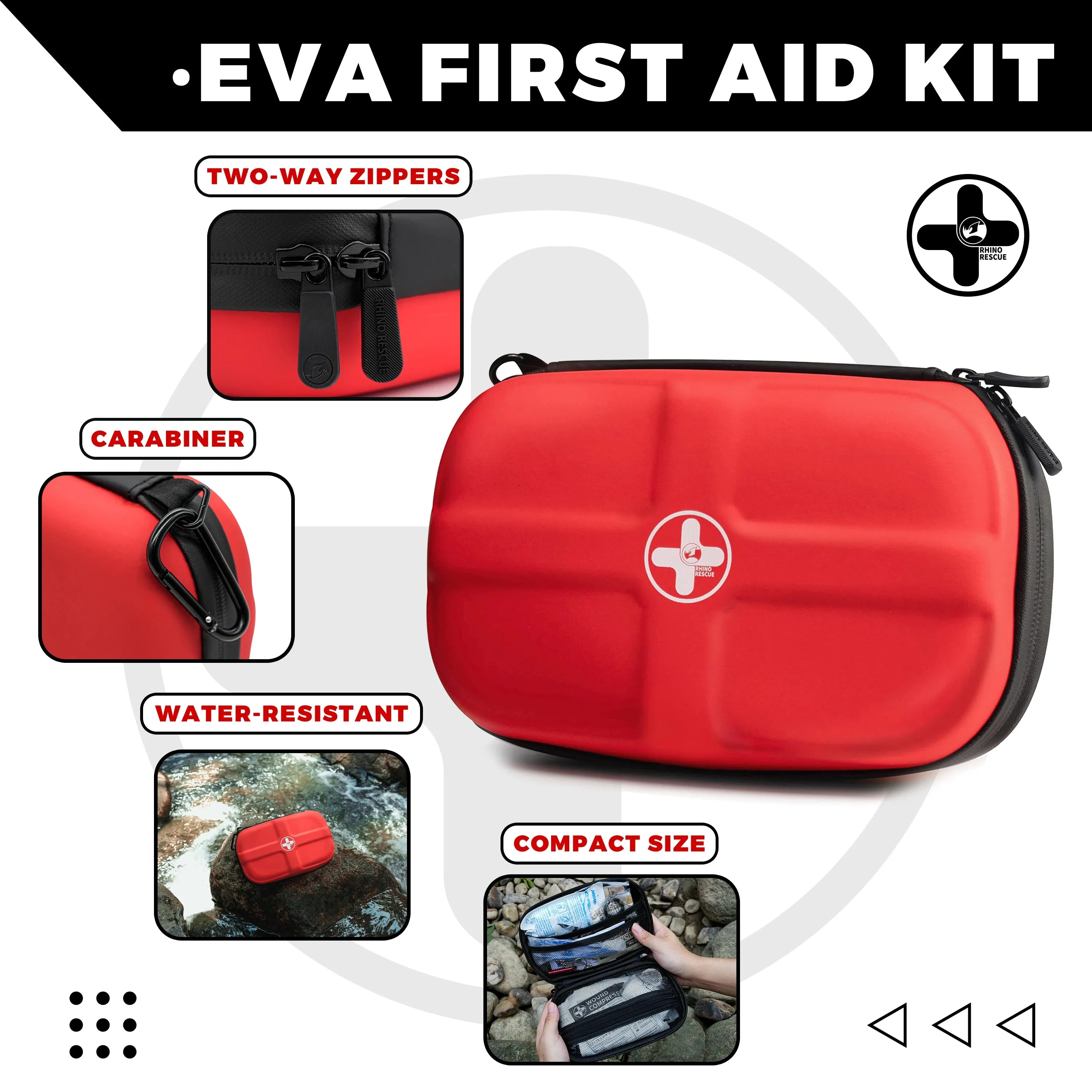 RHINO RESCUE Waterproof Portable First Aid Kit - Emergency Medical Travel Care Kit for Home College Dorm Camping Hiking