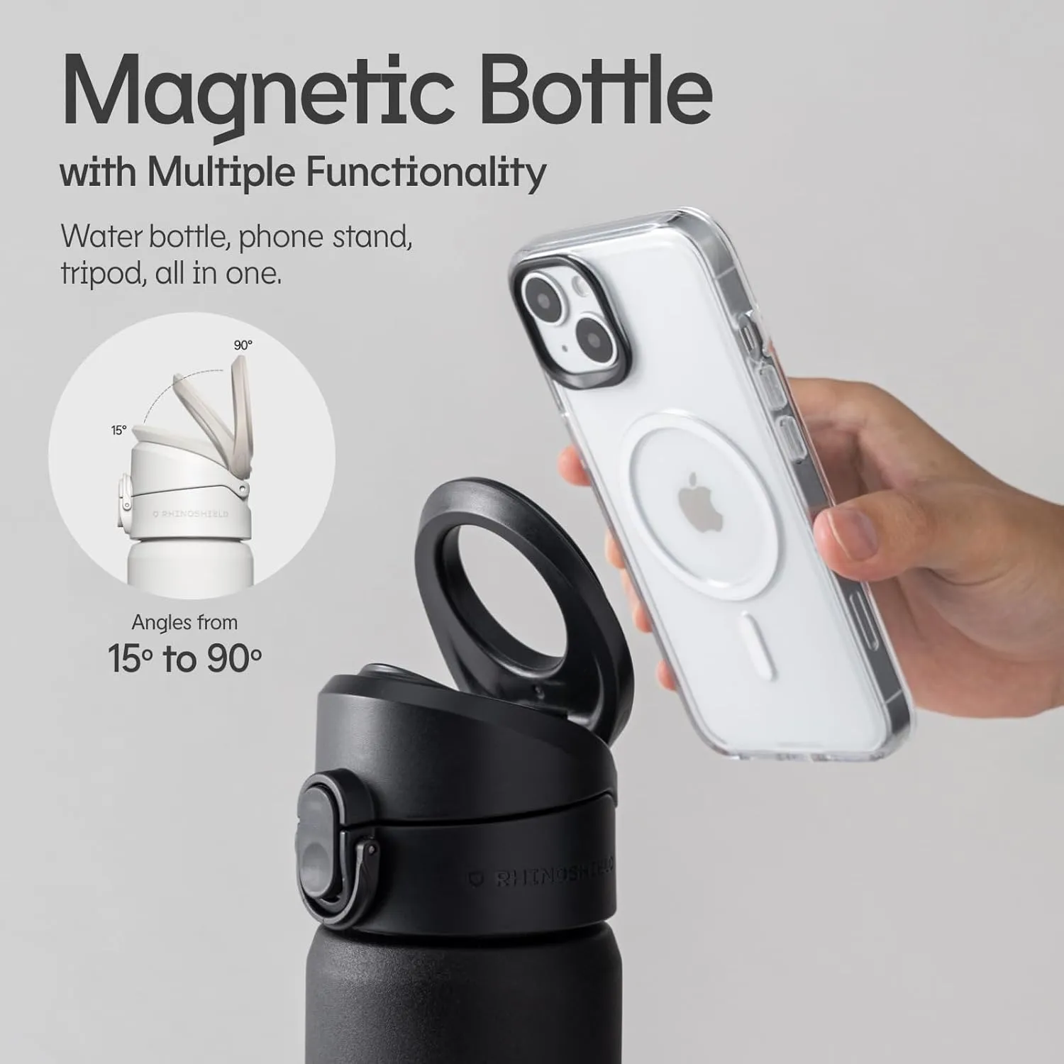 RhinoShield AquaStand Magnetic Bottle 27oz | Tritan Water Bottle with Straw Lid, Sport Bottle, with MagSafe Handle, Adjustable Tripod, Leak Proof, Lightweight - [Flowers in the Window]