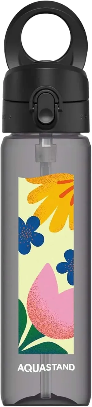 RhinoShield AquaStand Magnetic Bottle 27oz | Tritan Water Bottle with Straw Lid, Sport Bottle, with MagSafe Handle, Adjustable Tripod, Leak Proof, Lightweight - [Flowers in the Window]