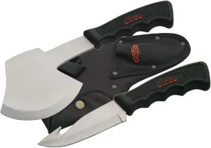 Rite Edge 2-Piece Hunting Knife and Hatchet Set – Stainless Steel Gut Hook and Survival Axe with Nylon Sheath for Camping, Hiking, and Outdoors