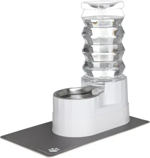 RIZZARI 8L Raised Automatic Pet Waterer, Gravity fed Stainless Steel Waterer, 100% BPA Free, Large Capacity Feeder for Cats and Medium to Large Dogs (Pearl,8L)
